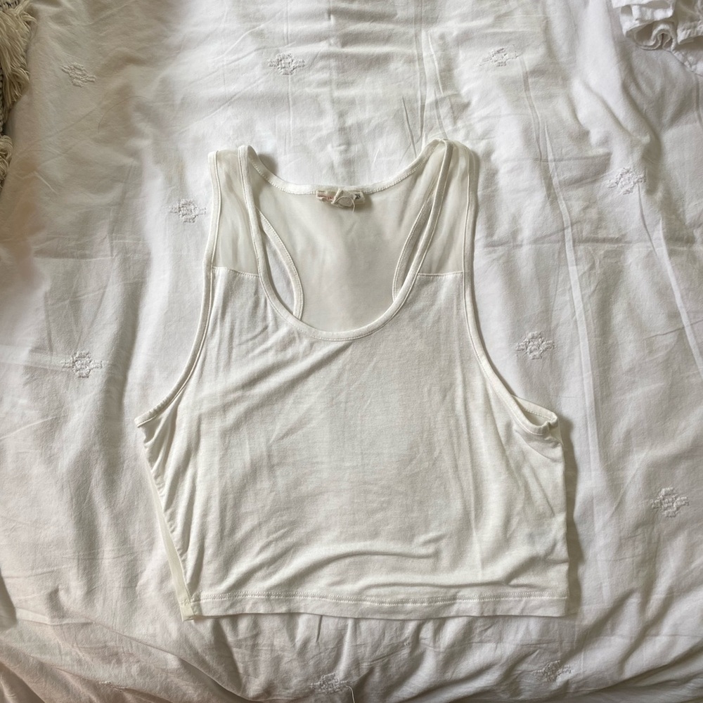 White Mesh Crop Top